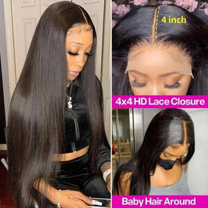 22 INCH Glueless HD Lace Front Wigs Human Hair Pre Plucked Bleached Knots 4x4